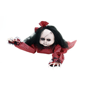 3.7-Ft Long Animatronic Haunted Crawling Baby Doll with Lights and Sound, Indoor or Covered Outdoor Halloween Decoration