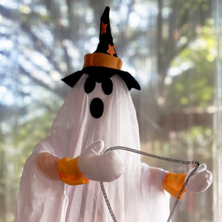 2.3-Ft. Animatronic Ghost with Lights and Music, Indoor or Covered Outdoor Halloween Decoration