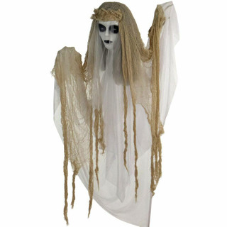 Haunted Hill Farm Animatronic Bride with Light-up White Eyes, Poseable 47 inches