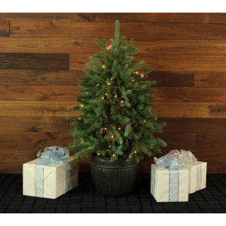Fraser Hill Farm Potted Pine Tree with Clear Lights 4-Ft