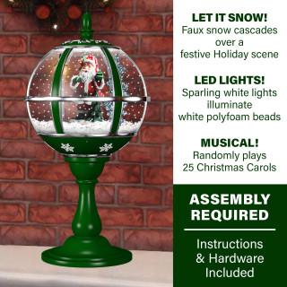 Fraser Hill Farm Let It Snow Series 23 Musical Tabletop Globe in Green featuring Santa Scene and Snow