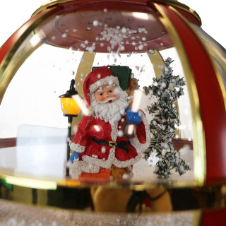 Fraser Hill Farm Let It Snow Series 69-In. Musical Snow Globe Lamp Post with Santa Claus, 2 Signs, Cascading Snow, and Christmas Carols, Red