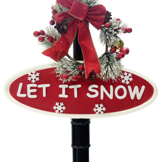 Fraser Hill Farm Let It Snow Series 71-In. Musical Street Lamp in Black with Christmas Tree, 2 Signs, Cascading Snow, and Holiday Music