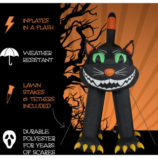 Haunted Hill Farm 10-Ft Halloween Inflatable Green Eyes Black Cat with Lights
