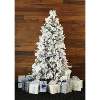 Fraser Hill Farm Snowy Pine Flocked Christmas Tree, Various Sizes 6.5 ft to 12 ft
