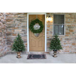 Fraser Hill Farm Noble Fir Set of 2 Christmas Trees with Metallic Urn Base, Various Sizes and Lighting Options
