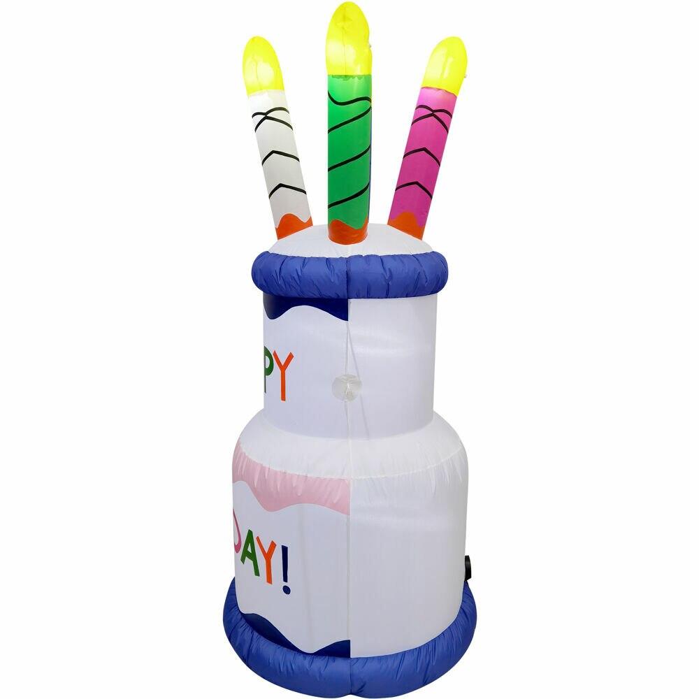 Tall Handdrawn Birthday Cake With Candles Pink Yellow Blue Colors Stock  Illustration - Download Image Now - iStock