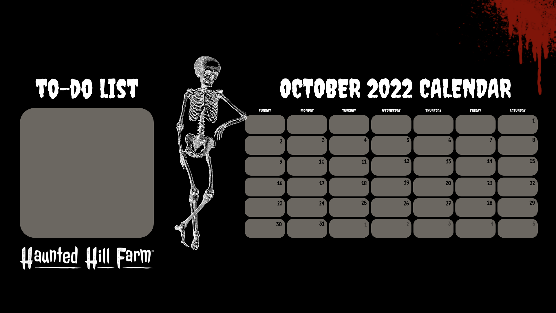Haunted Desktop Calendar - Fraser Hill Farm