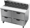 SPED48HC-12-4 | 48" Sandwich Prep Table Four Drawers Standard Top