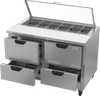 SPED48HC-12-4-CL | 48" Sandwich Prep Table Four Drawers with Clear Lid