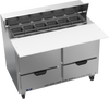 SPED48HC-12C-4 | 48" Sandwich Prep Table Four Drawers with 17" Cutting Board
