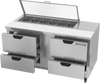 SPED60HC-12-4-CL | 60" Sandwich Prep Table Four Drawers with Clear Lid