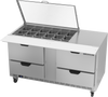 SPED60HC-18M-4-CL | 60" Sandwich Prep Table Four Drawers Mega Top with Clear Lid