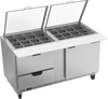 SPED60HC-24M-2-CL | 60" Sandwich Prep Table Two Drawers One Door Mega Top with Clear Lid