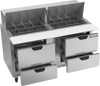 SPED60HC-24M-4 | 60" Sandwich Prep Table Four Drawers Mega Top