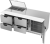 SPED72HC-08-4-CL | 72" Sandwich Prep Table Four Drawers One Door with Clear Lid