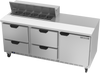 SPED72HC-10-4 | 72" Sandwich Prep Table Four Drawers One Door Standard Top