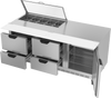 SPED72HC-10-4-CL | 72" Sandwich Prep Table Four Drawers One Door with Clear Lid