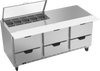 SPED72HC-10-6-CL | 72" Sandwich Prep Table Six Drawers with Clear Lid