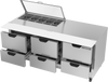 SPED72HC-10-6-CL | 72" Sandwich Prep Table Six Drawers with Clear Lid