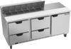 SPED72HC-12-4 | 72" Sandwich Prep Table Four Drawers One Door Standard Top