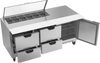 SPED72HC-12-4-CL | 72" Sandwich Prep Table Four Drawers One Door with Clear Lid