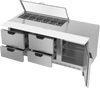 SPED72HC-12-4-CL | 72" Sandwich Prep Table Four Drawers One Door with Clear Lid