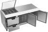 SPED72HC-12M-2-CL | 72" Sandwich Prep Table Two Drawers Two Doors Mega Top with Clear Lid