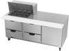 SPED72HC-12M-4 | 72" Sandwich Prep Table Four Drawers One Door Mega Top