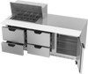 SPED72HC-12M-4 | 72" Sandwich Prep Table Four Drawers One Door Mega Top