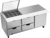 SPED72HC-12M-4-CL | 72" Sandwich Prep Table Four Drawers One Door Mega Top with Clear Lid