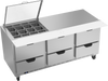SPED72HC-12M-6-CL | 72" Sandwich Prep Table Six Drawers Mega Top with Clear Lid