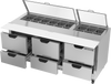 SPED72HC-18-6-CL | 72" Sandwich Prep Table Six Drawers with Clear Lid