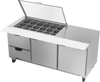 SPED72HC-18M-2-CL | 72" Sandwich Prep Table Two Drawers Two Doors Mega Top with Clear Lid