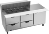 SPED72HC-18M-4 | 72" Sandwich Prep Table Four Drawers One Door Mega Top