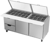 SPED72HC-30M-2-CL | 72" Sandwich Prep Table Two Drawers Two Doors Mega Top with Clear Lid