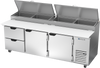 DPD93HC-2 | 93" Two Drawer Two Door Pizza Prep Table