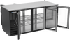 BB72HC-FG-PT-B | 72" Glass Doors Food Rated Pass-thru Back Bar in Black