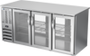 BB72HC-FG-PT-S | 72" Glass Doors Food Rated Pass-thru Back Bar in Stainless Steel