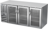 BB72HC-FG-S | 72" Glass Doors Food Rated Back Bar in Stainless Steel