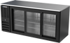 BB72HC-GS-B | 72" Sliding Glass Doors Back Bar in Black