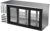 BB72HC-GS-F-PT-S | 72" Sliding Glass Doors Food Rated Pass-thru Back Bar in Stainless Steel