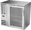 BBN36HC-FG-S | 36" Narrow Depth Glass Door Food Rated Back Bar in Stainless Steel
