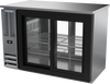 BBN48HC-F-GS-PT-S | 48" Narrow Depth Sliding Glass Doors Pass-thru Back Bar in Stainless Steel