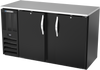 BBN58HC-F-B | 58" Narrow Depth Solid Doors Food Rated Back Bar in Black