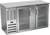 BBN58HC-FG-S | 58" Narrow Depth Glass Doors Food Rated Back Bar in Stainless Steel BBN58HC-FG-S | 58" Narrow Depth Glass Doors Food Rated Back Bar in Stainless Steel