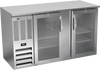BBN58HC-FG-S | 58" Narrow Depth Glass Doors Food Rated Back Bar in Stainless Steel