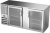 BBN68HC-FG-S | 68" Narrow Depth Glass Doors Food Rated Back Bar in Stainless Steel