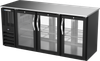 BBN72HC-FG-PT-B | 72" Narrow Depth Glass Doors Food Rated Pass-thru Back Bar in Black