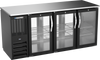 BBN72HC-F-GS-PT-B | 72" Narrow Depth Sliding Glass Doors Food Rated Pass-thru Back Bar in Black BBN72HC-F-GS-PT-B | 72" Narrow Depth Sliding Glass Doors Food Rated Pass-thru Back Bar in Black